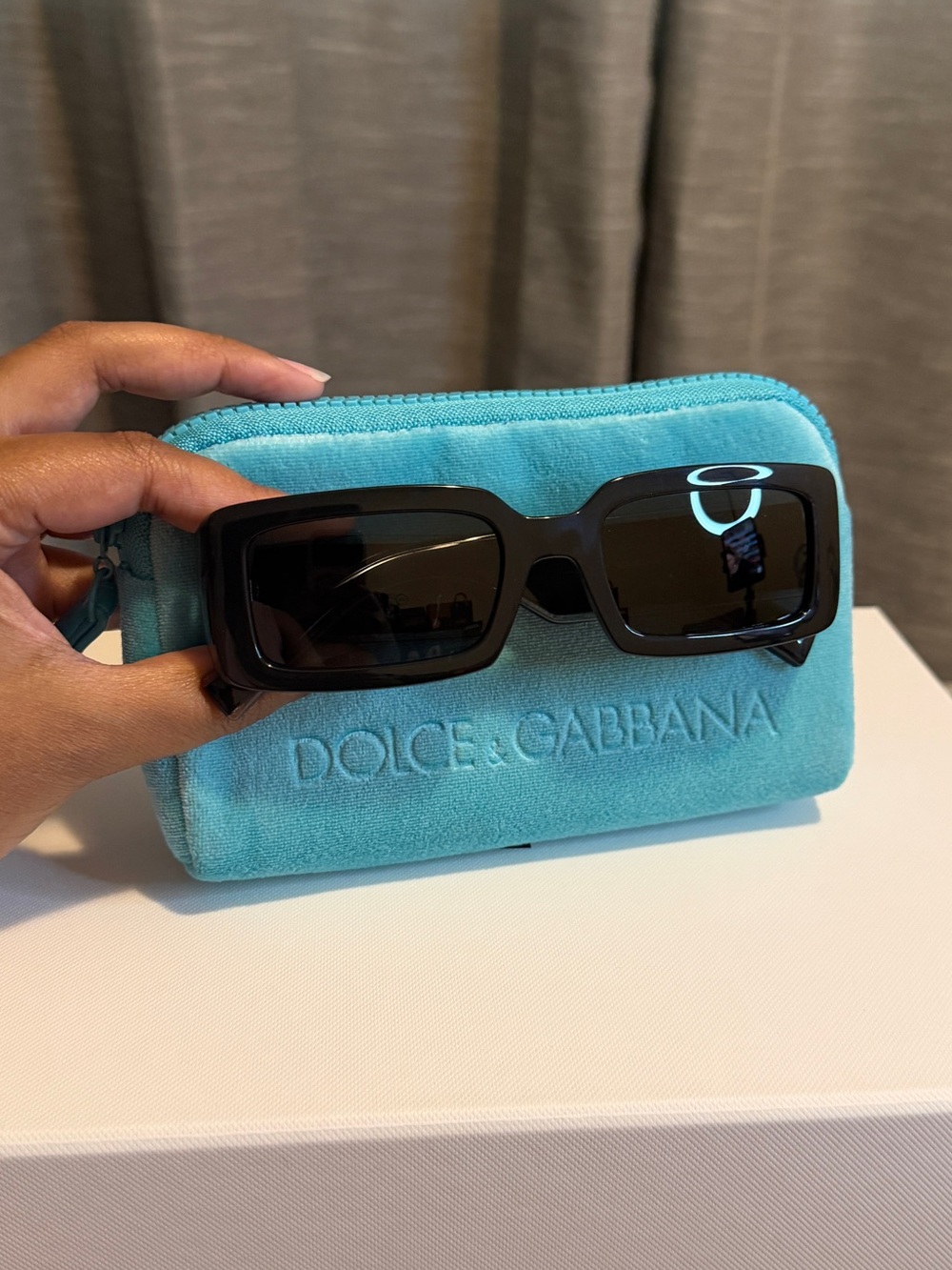 Dolce & Gabbana Black Rectangular Logo Temple Sunglasses - Picture 6 of 6